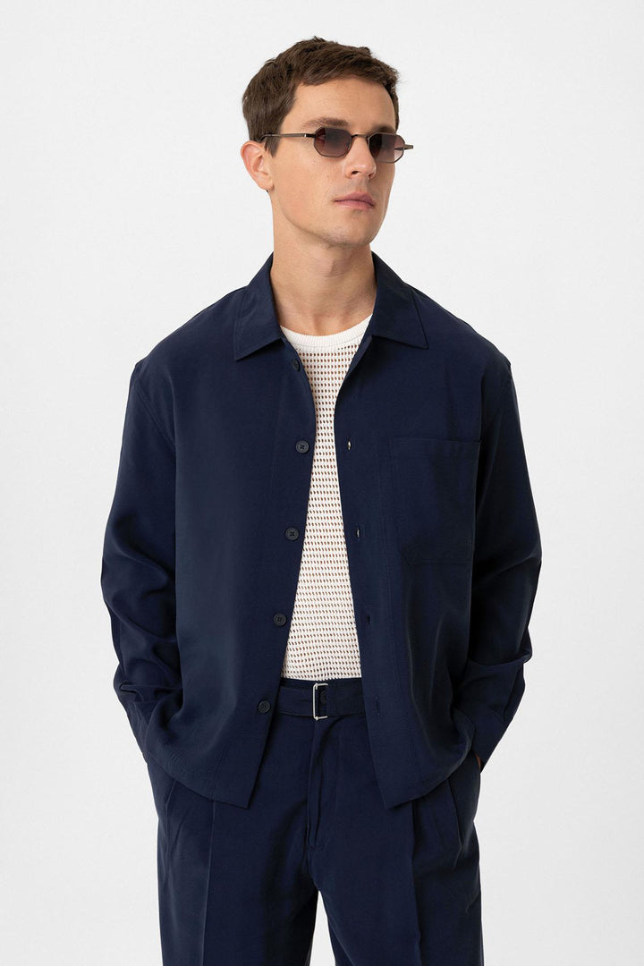 ANT Antioch Lacivert Relax Fit Modal Kumaş Erkek Gömlek - Bitonto