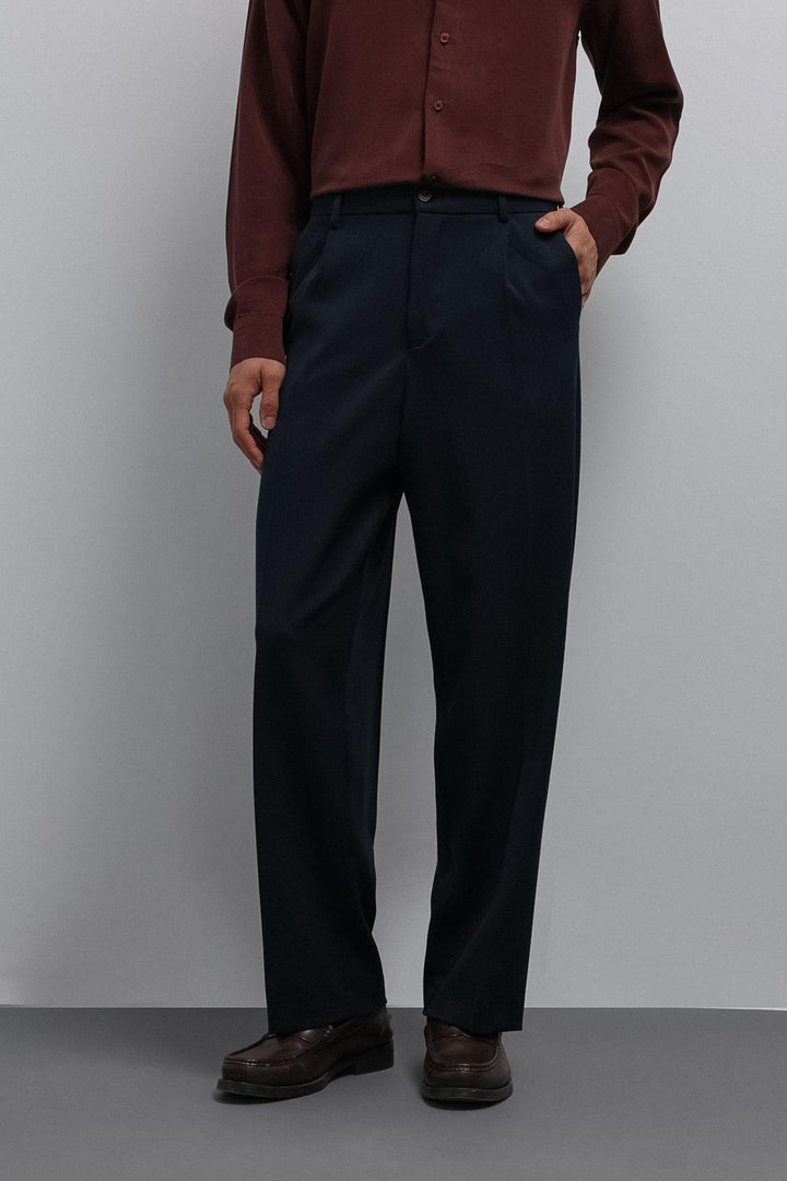 ANT Antioch Navy Blue Relax Fit Men's Pants with Cuffs - Mazarrón
