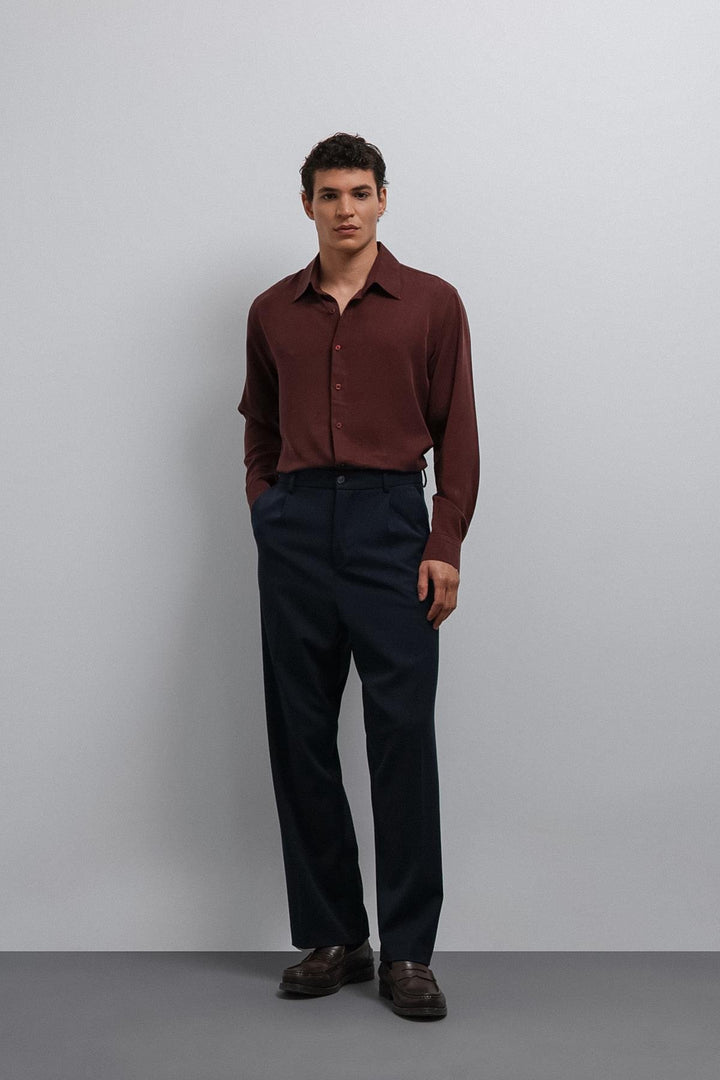 ANT Antioch Navy Blue Relax Fit Men's Pants with Cuffs - Mazarrón