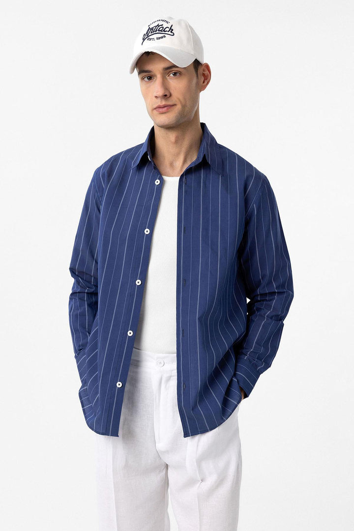 ANT Antioch Blue Relaxed Striped Men's Shirt - Bielefeld