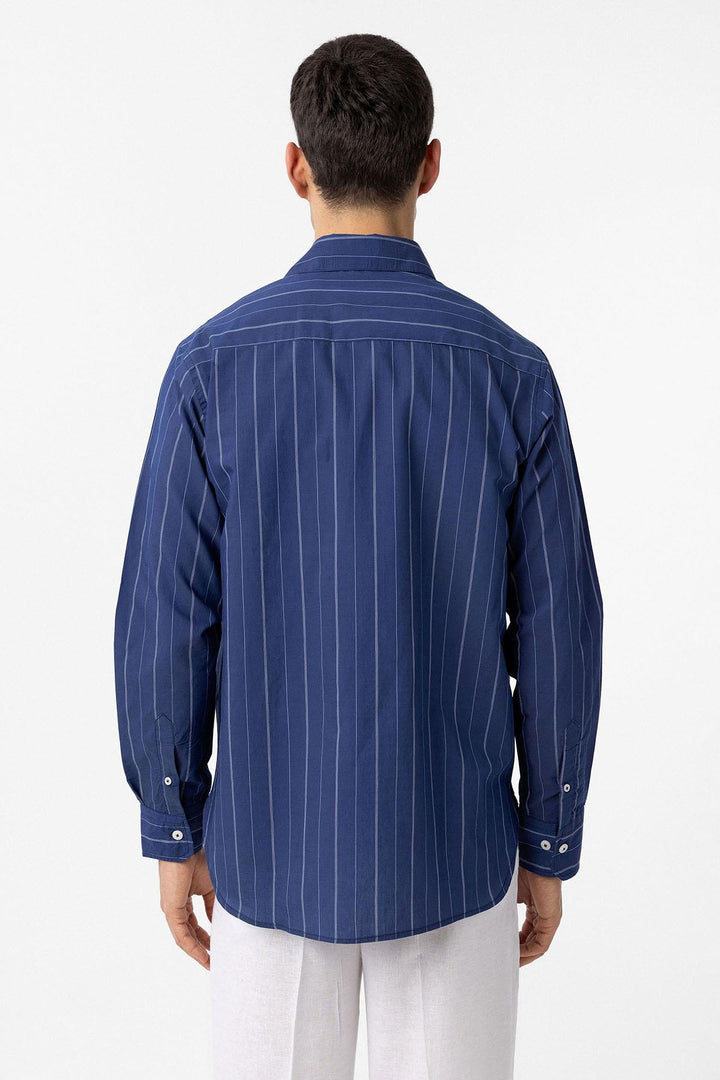 ANT Antioch Blue Relaxed Striped Men's Shirt - Bielefeld