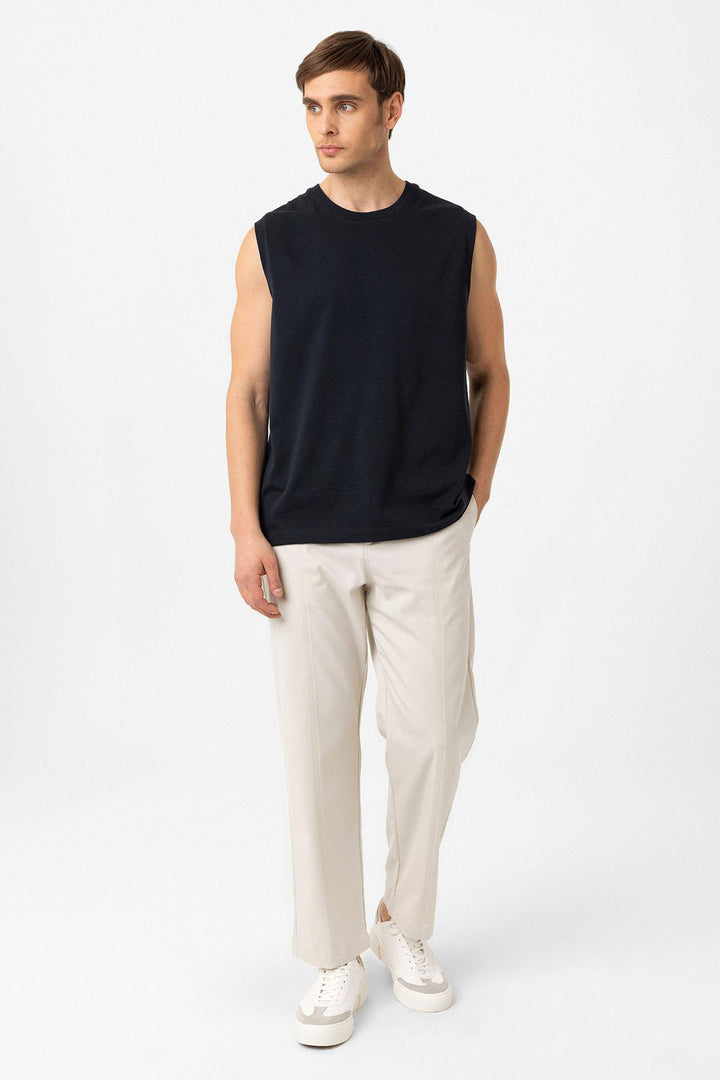ANT Antioch Lacivert Relaxed Fit Erkek Kolsuz T-Shirt - Bari