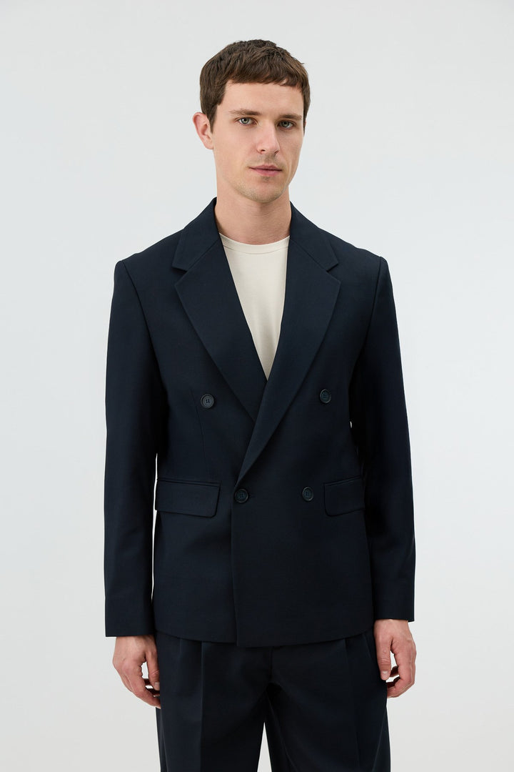ANT Antioch Lacivert Relaxed Kruvaze Erkek Blazer Ceket - Spijkenisse