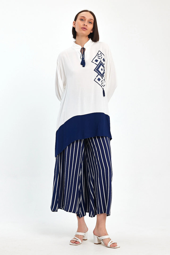 Maxi Boy Navy Color Block Striped Pants and Long Tunic Set BCVL-241021 - Neu-Ulm