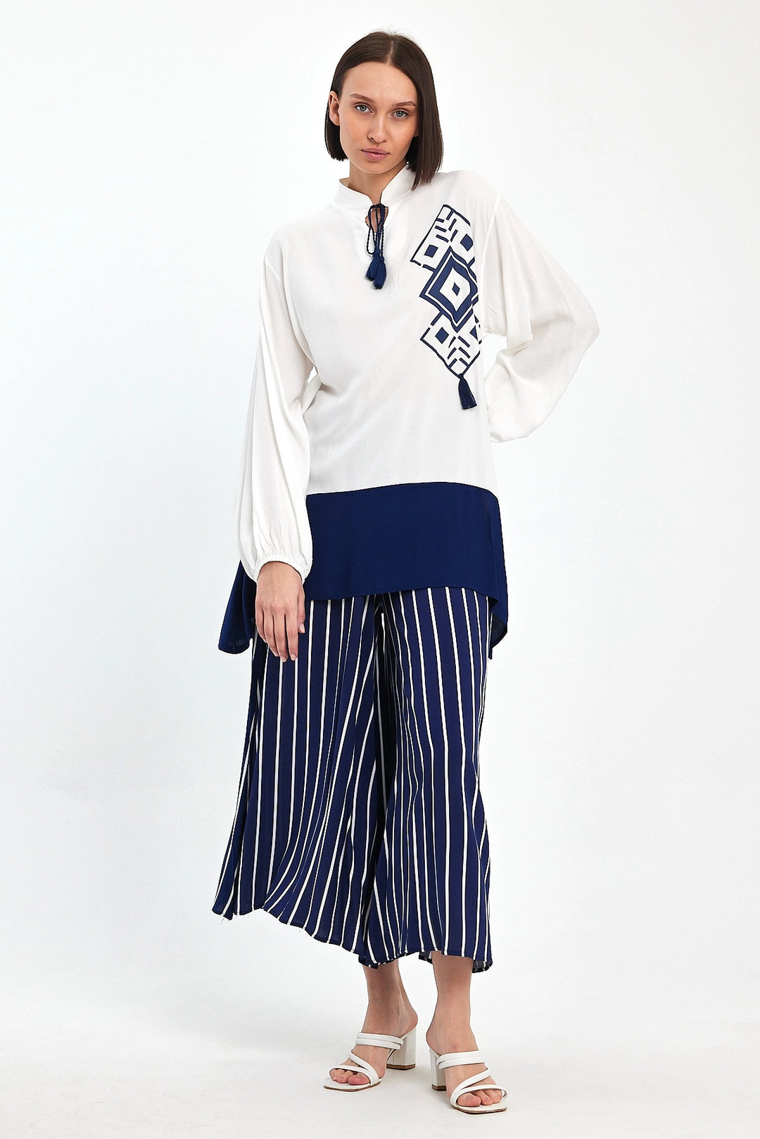 Maxi Boy Navy Color Block Striped Pants and Long Tunic Set BCVL-241021 - Neu-Ulm