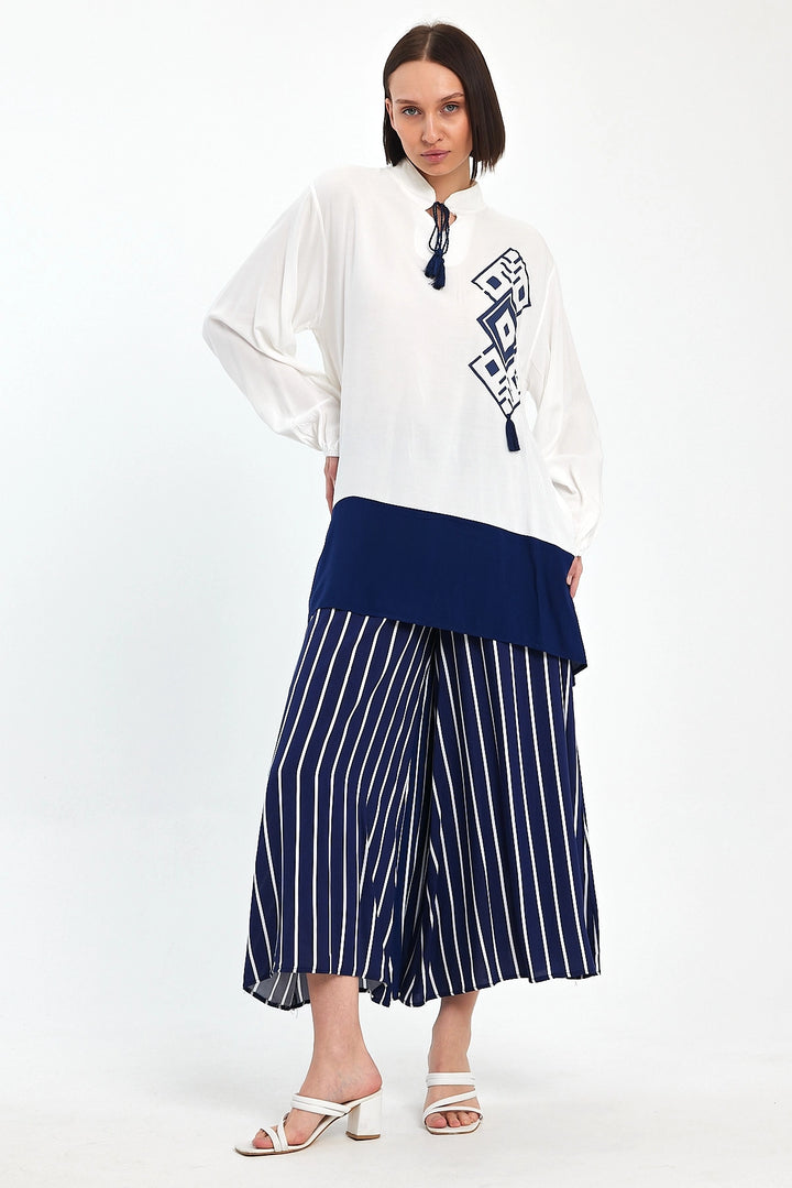 Maxi Boy Navy Color Block Striped Pants and Long Tunic Set BCVL-241021 - Neu-Ulm