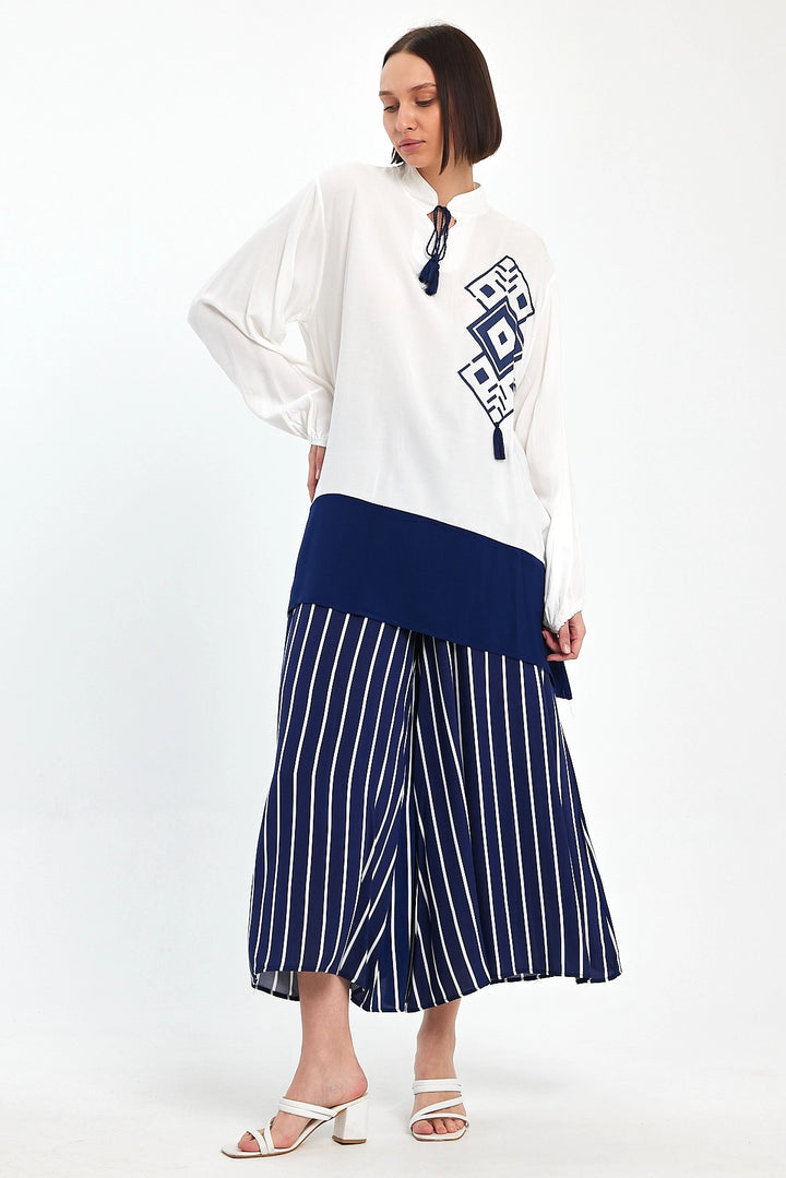 Maxi Boy Navy Color Block Striped Pants and Long Tunic Set BCVL-241021 - Neu-Ulm