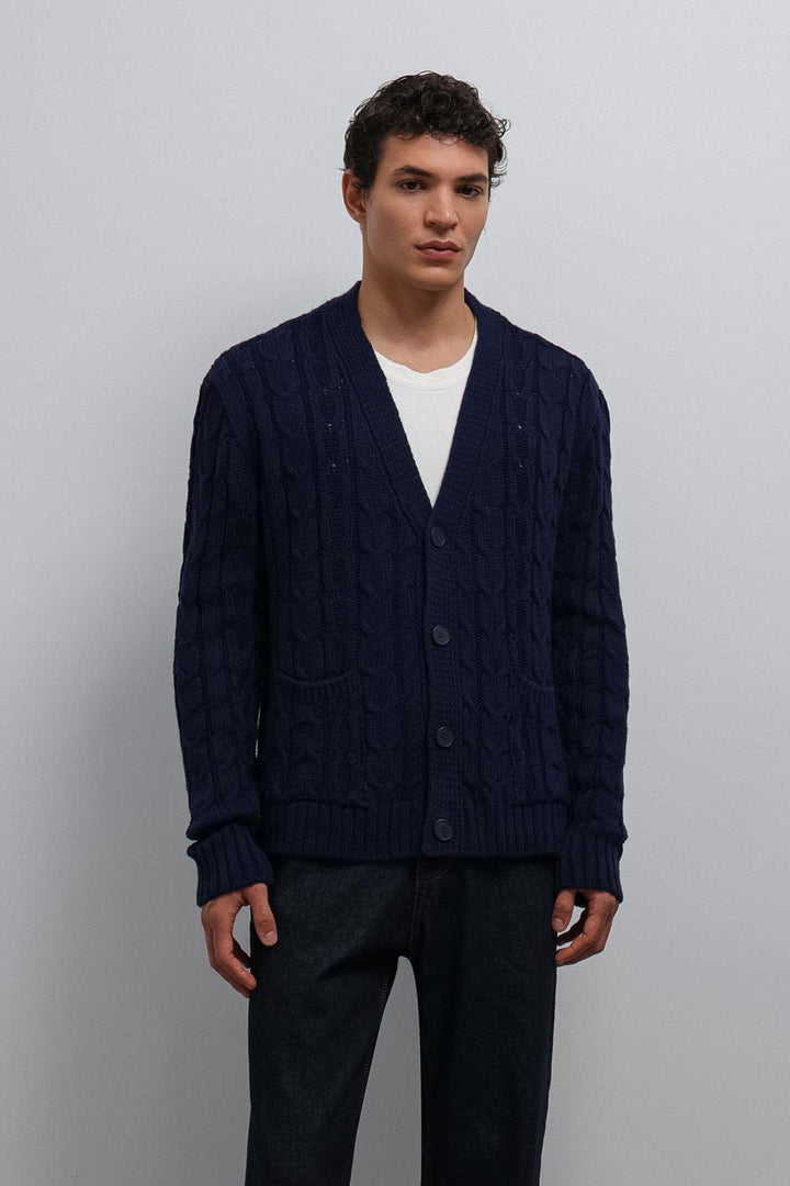 ANT Antioch Blue Textured Men's Cardigan with Braided Hair - Egypt Lake-Leto