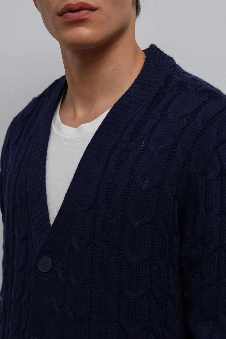 ANT Antioch Blue Textured Men's Cardigan with Braided Hair - Egypt Lake-Leto