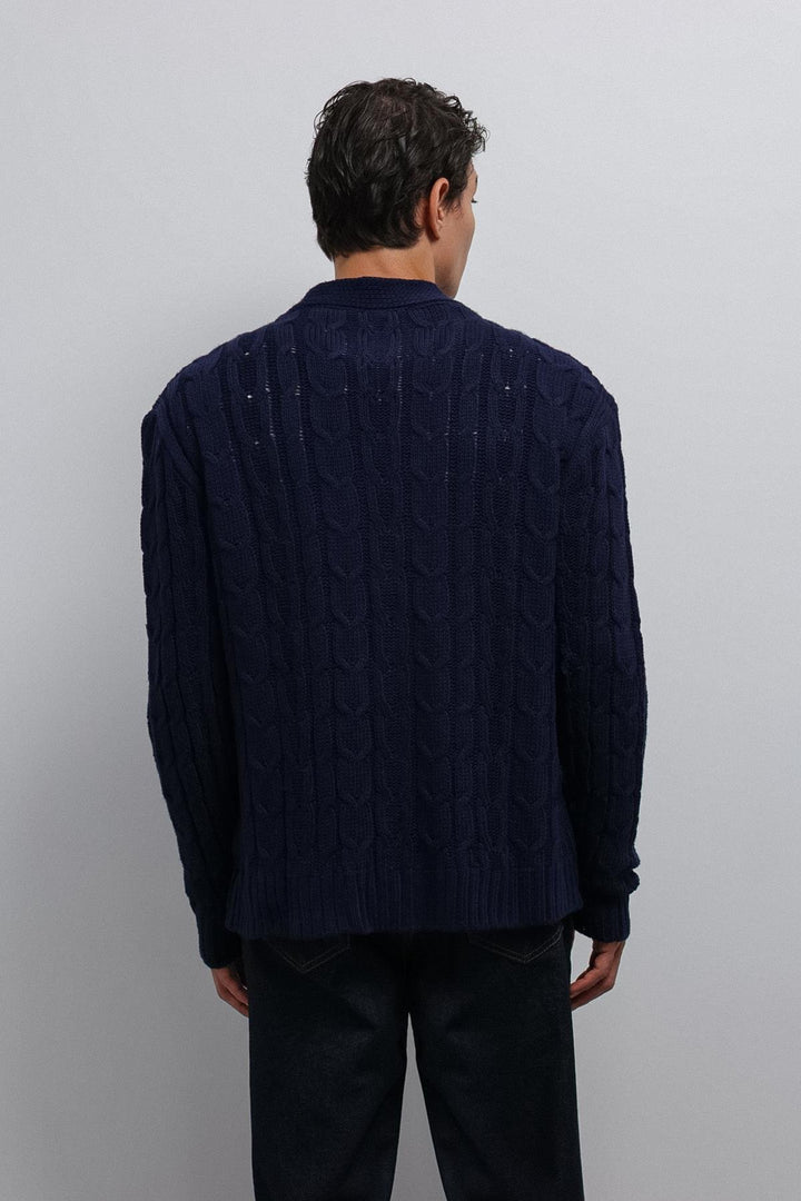 ANT Antioch Blue Textured Men's Cardigan with Braided Hair - Egypt Lake-Leto