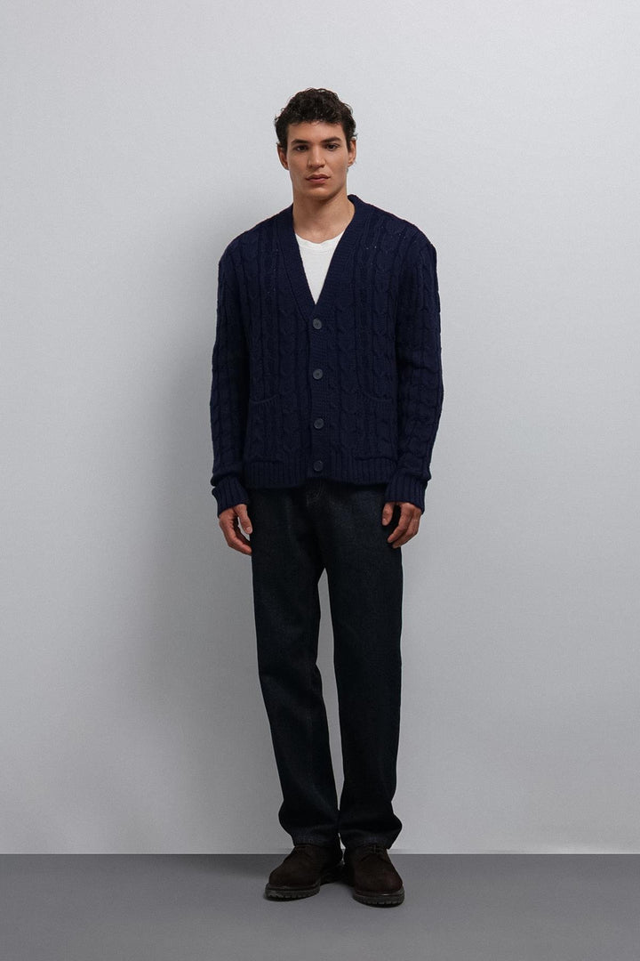 ANT Antioch Blue Textured Men's Cardigan with Braided Hair - Egypt Lake-Leto