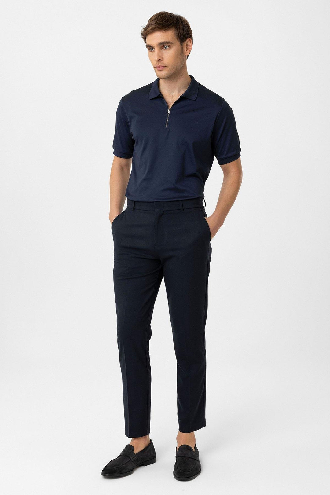ANT Antioch Navy Blue Slim Fit Comfort Men's Pants - Lucerne