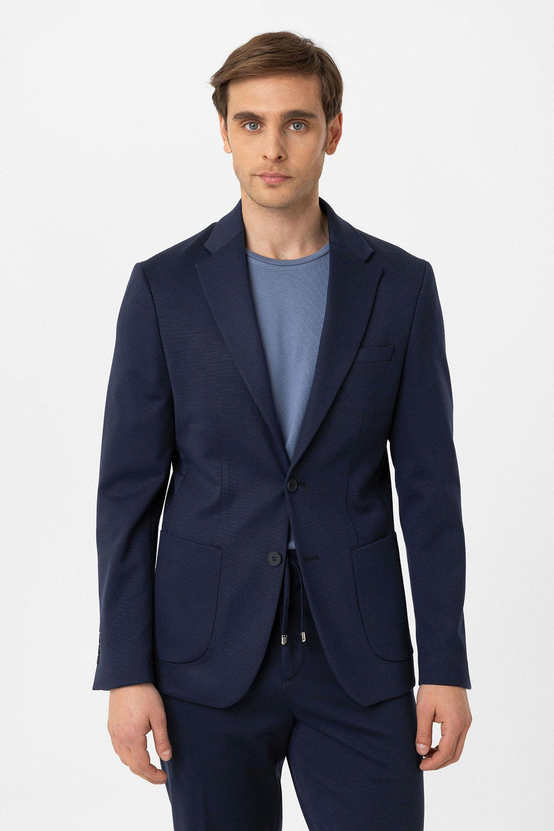 ANT Antioch Navy Blue Slim Fit Comfort Men's Suit - Telford