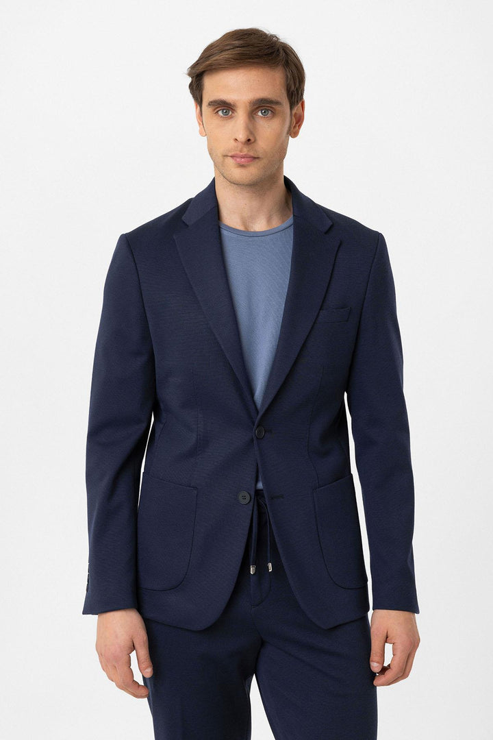 ANT Antioch Navy Blue Slim Fit Comfort Men's Suit - Telford