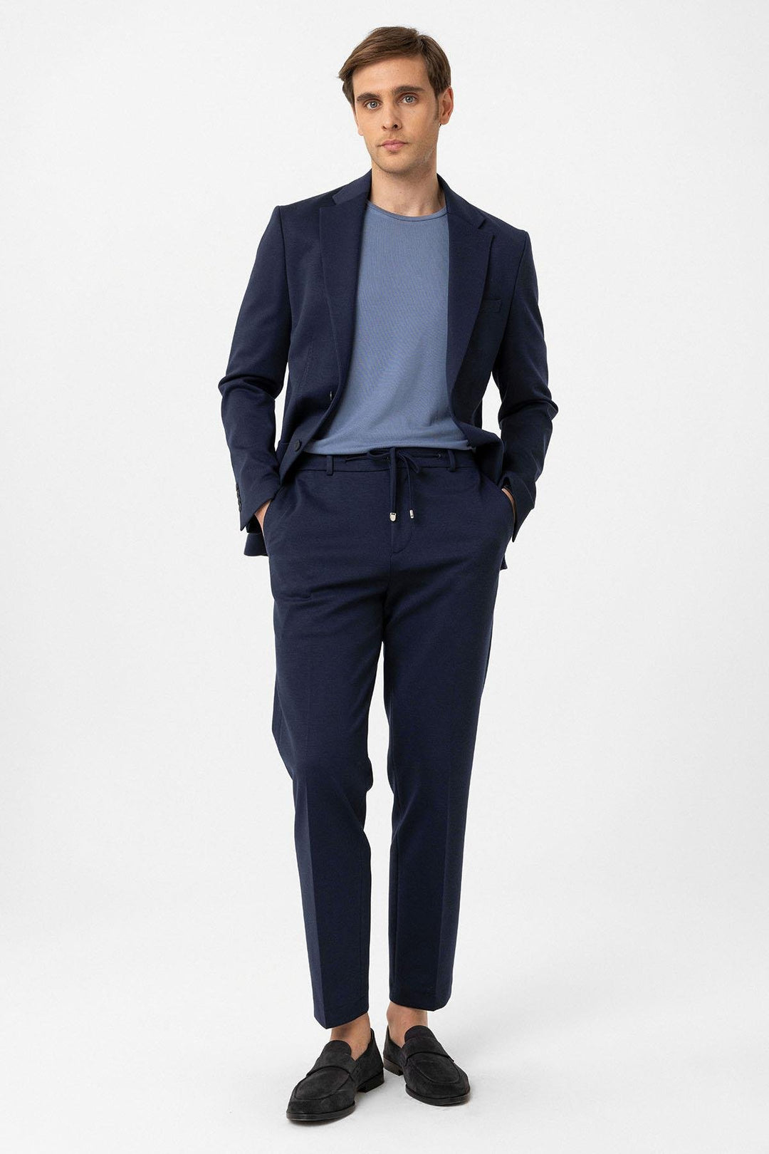 ANT Antioch Navy Blue Slim Fit Comfort Men's Suit - Telford