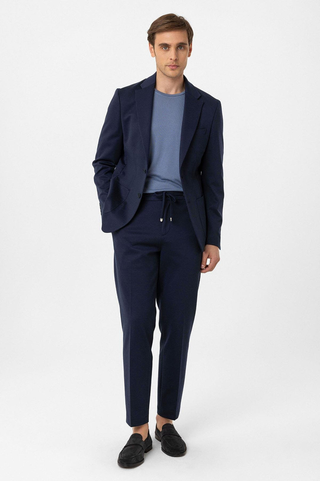 ANT Antioch Navy Blue Slim Fit Comfort Men's Suit - Telford