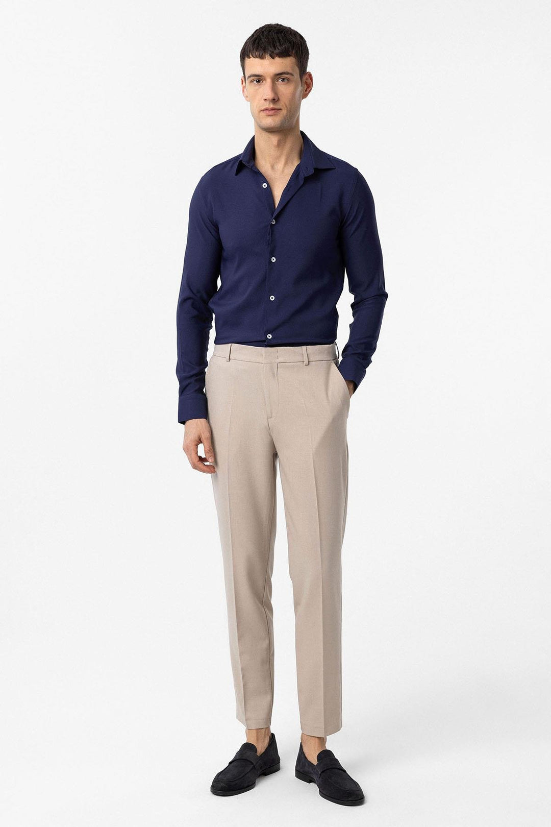 ANT Antioch Navy Blue Slim Fit Men's Shirt - Tourcoing