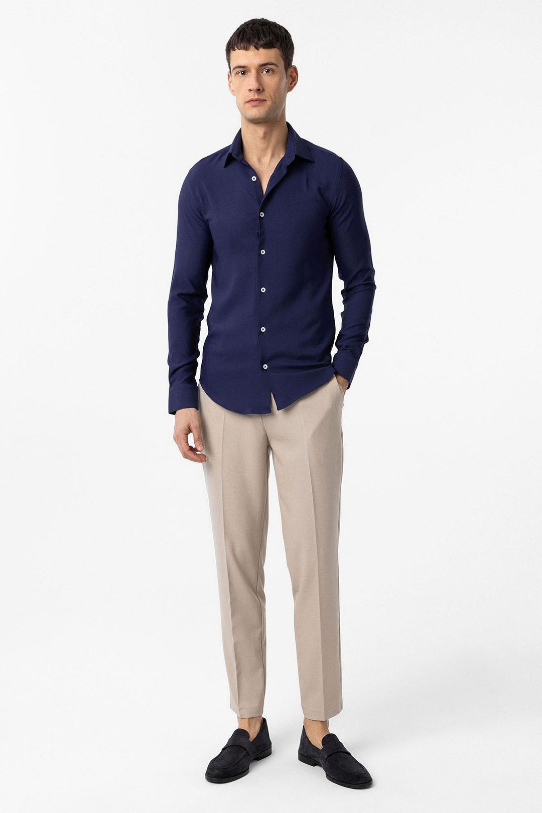 ANT Antioch Navy Blue Slim Fit Men's Shirt - Tourcoing
