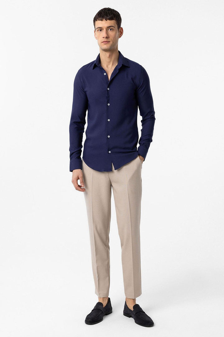 ANT Antioch Navy Blue Slim Fit Men's Shirt - Tourcoing