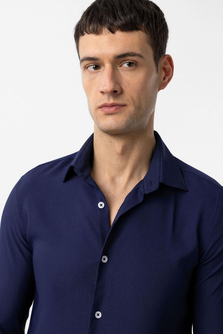 ANT Antioch Navy Blue Slim Fit Men's Shirt - Tourcoing