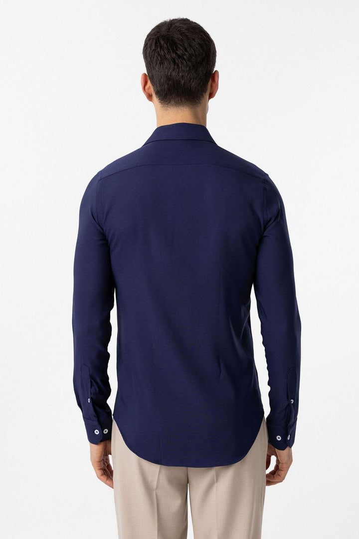 ANT Antioch Navy Blue Slim Fit Men's Shirt - Tourcoing