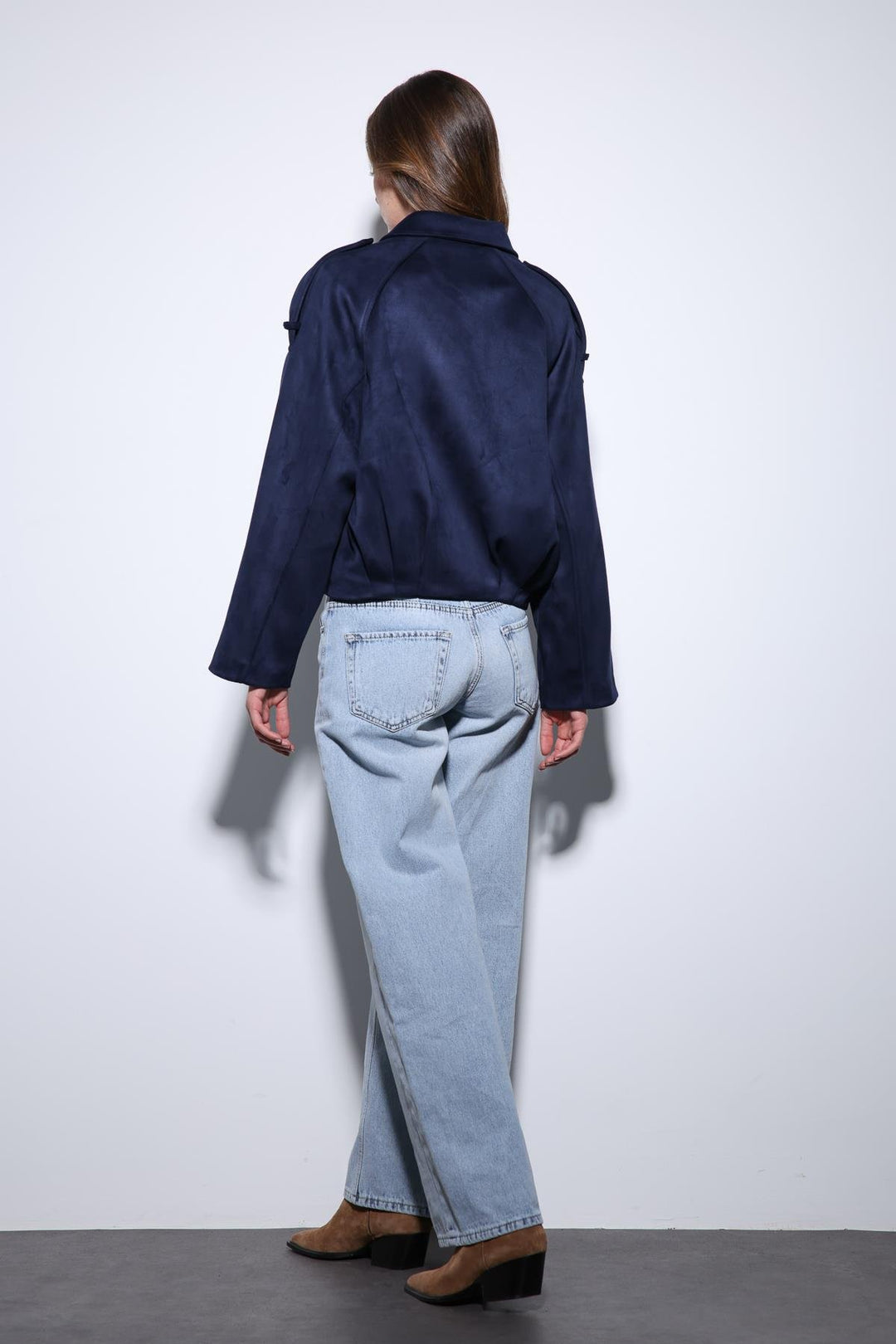 ANT Antioch Navy Blue Suede-Look Bomber Women's Jacket - Donostia