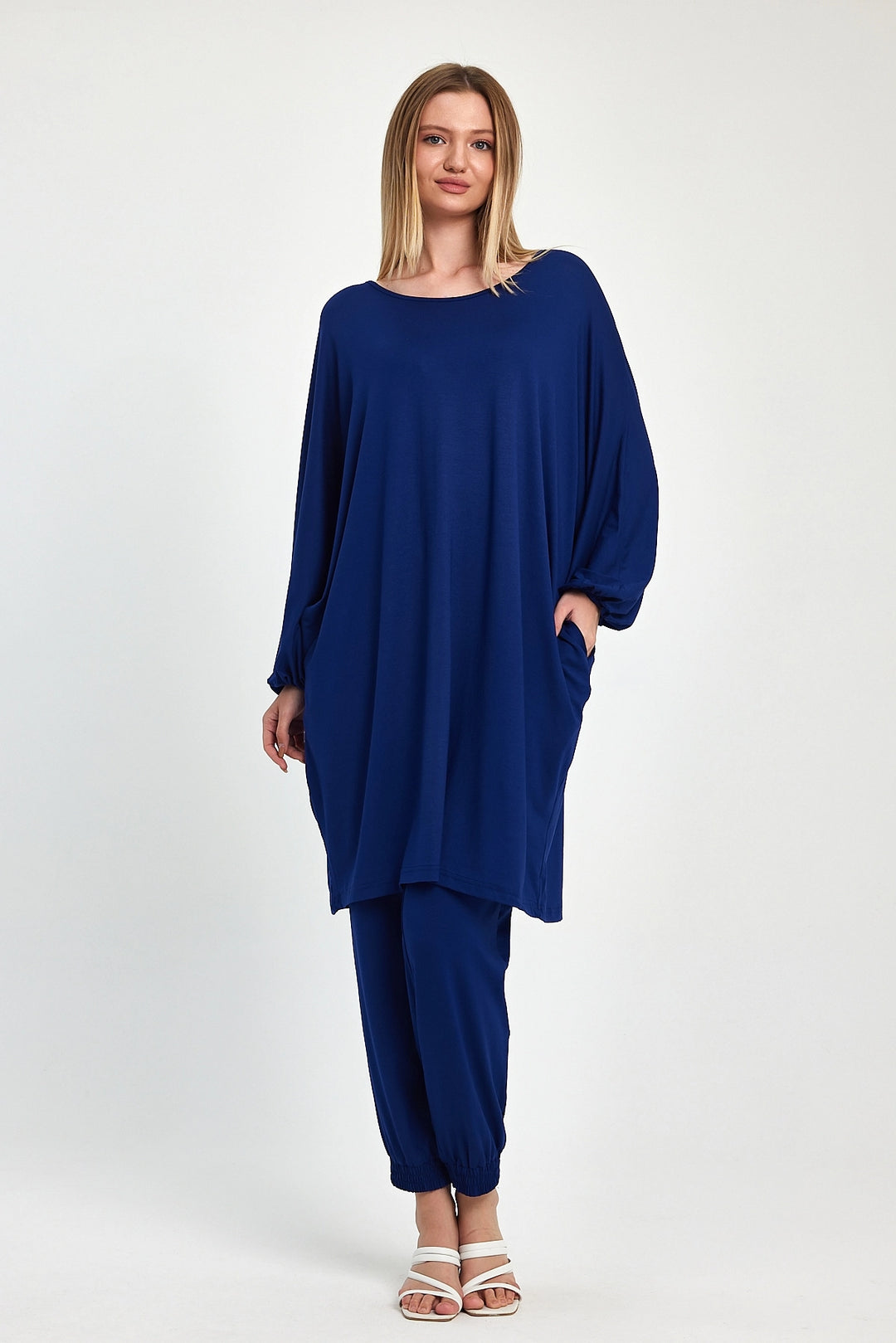 Maxi Boy Navy Tunic and Pants Knitted Viscon Top Set BCVL-251029 - Passaic