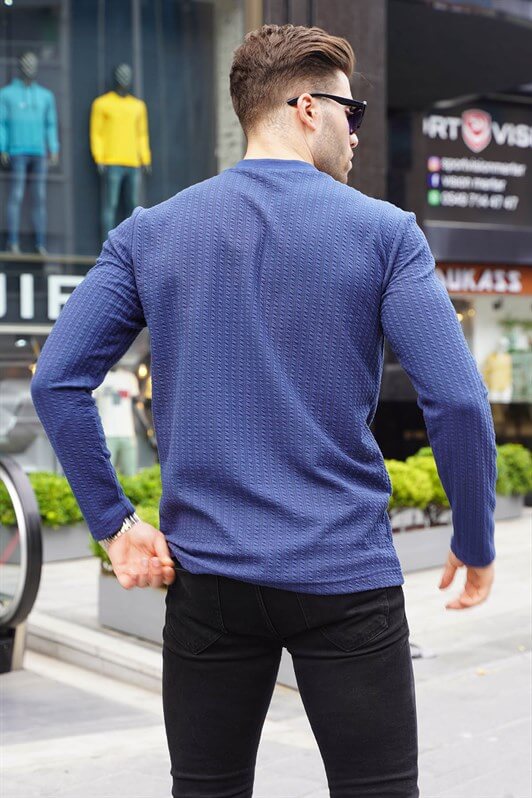 MDX Navy Blue Waffle Fabric Basic Sweater 6007 - Sumter