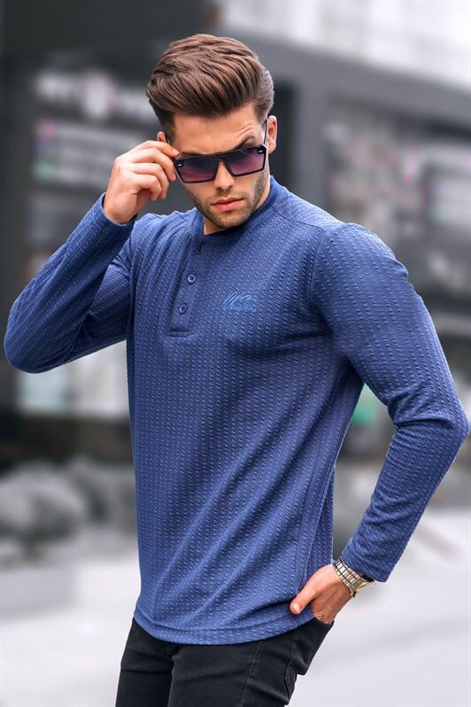 MDX Navy Blue Waffle Fabric Basic Sweater 6007 - Sumter
