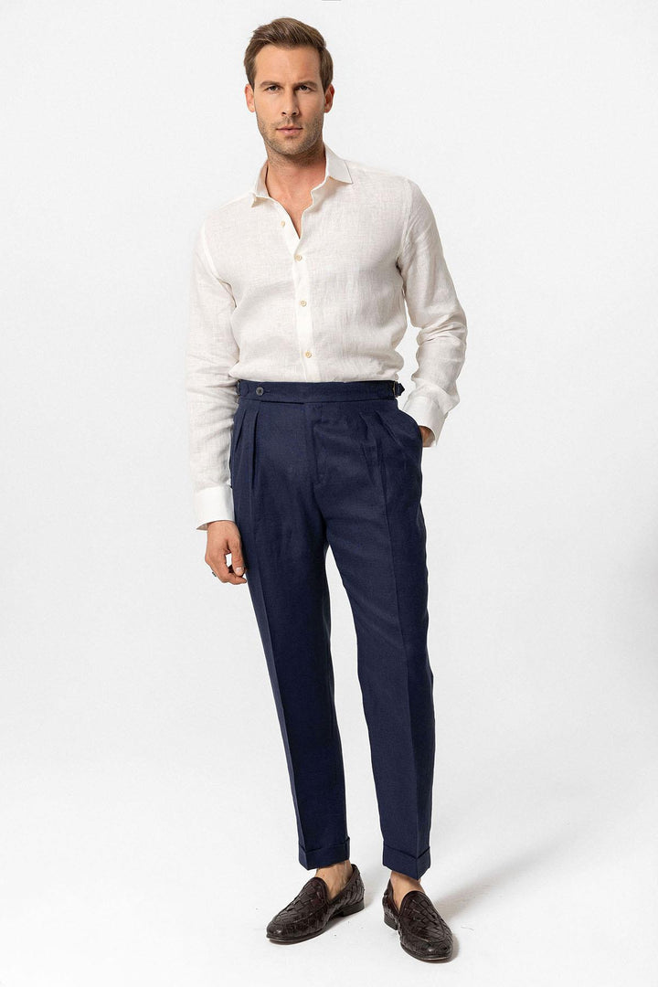 ANT High Waist 100% Linen Pleated Men's Pants - Guacharachi