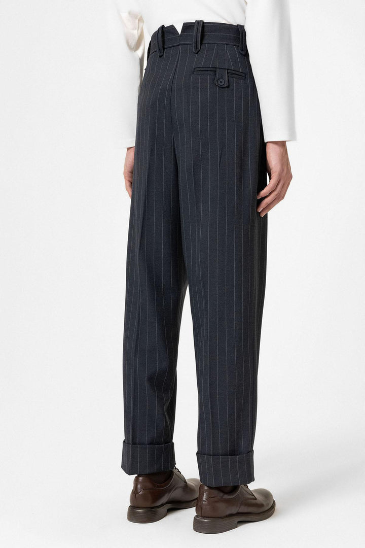 ANT Antioch Navy High Waist Striped Relaxed Fit Men's Pants - Huebampo
