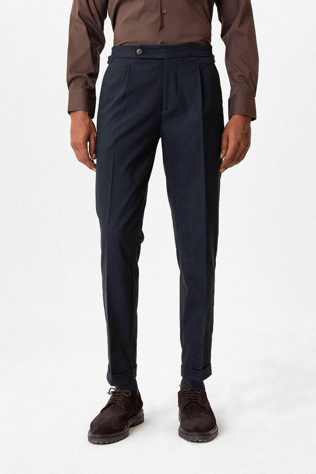 ANT Antioch Lacivert Yüksek Bel Pileli Duble Paça Erkek Pantolon - San Francisco