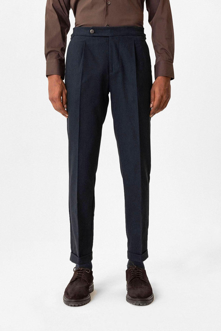 ANT Antioch Lacivert Yüksek Bel Pileli Duble Paça Erkek Pantolon - San Francisco