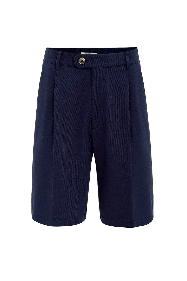 ANT Antioch Navy High Waist Pleated Men's Shorts - Pinneberg