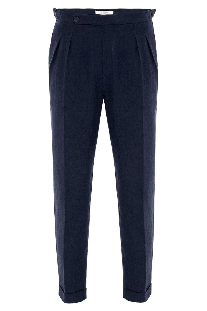 ANT High Waist Linen Blend Double Leg Men's Trousers - Lehigh Acres
