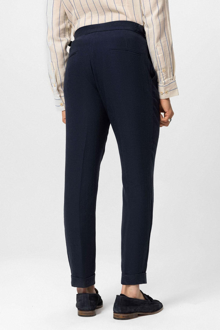 ANT High Waist Linen Blend Double Leg Men's Trousers - Lehigh Acres
