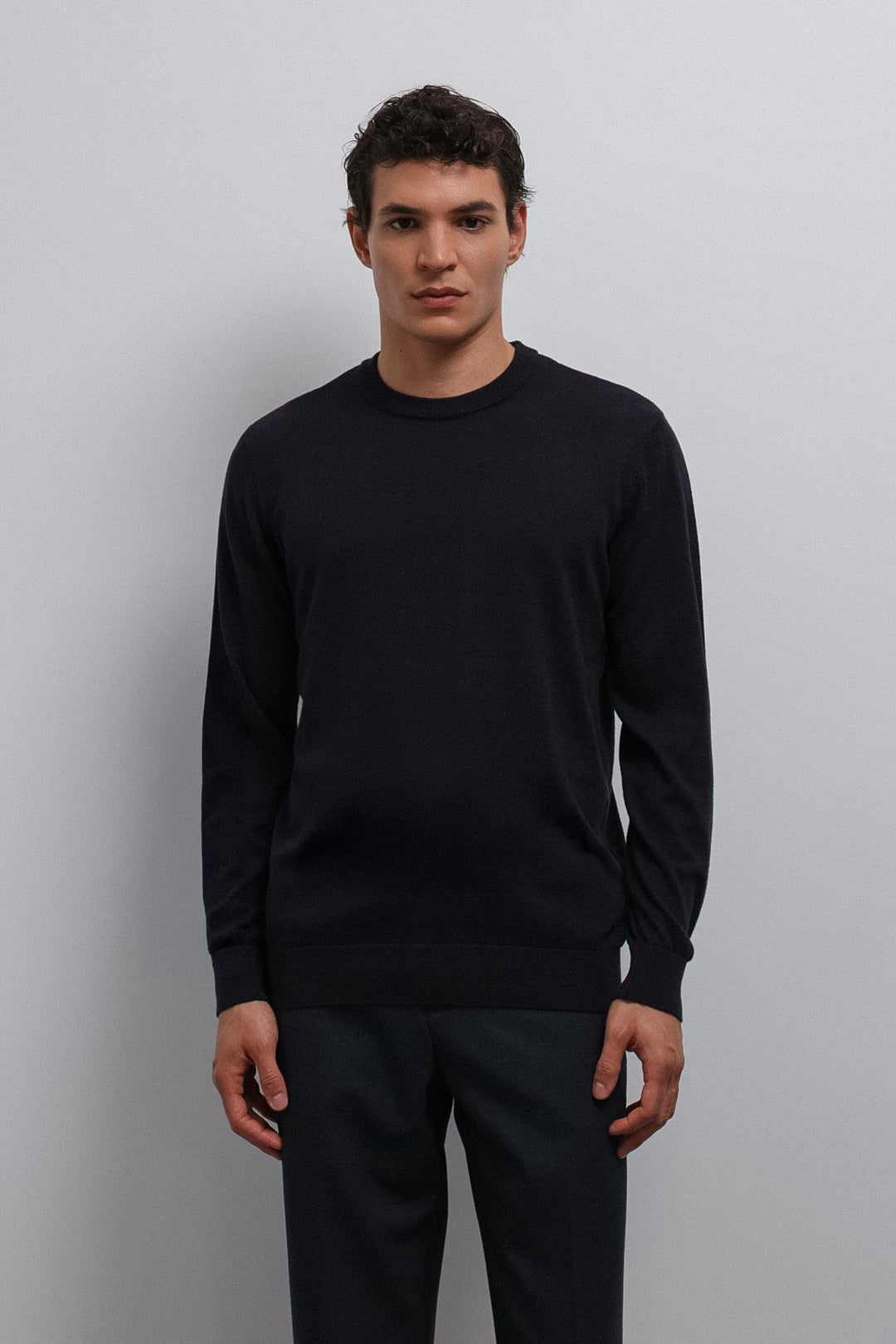 ANT Antioch Navy Soft Textured Basic Men's Sweater - Rho
