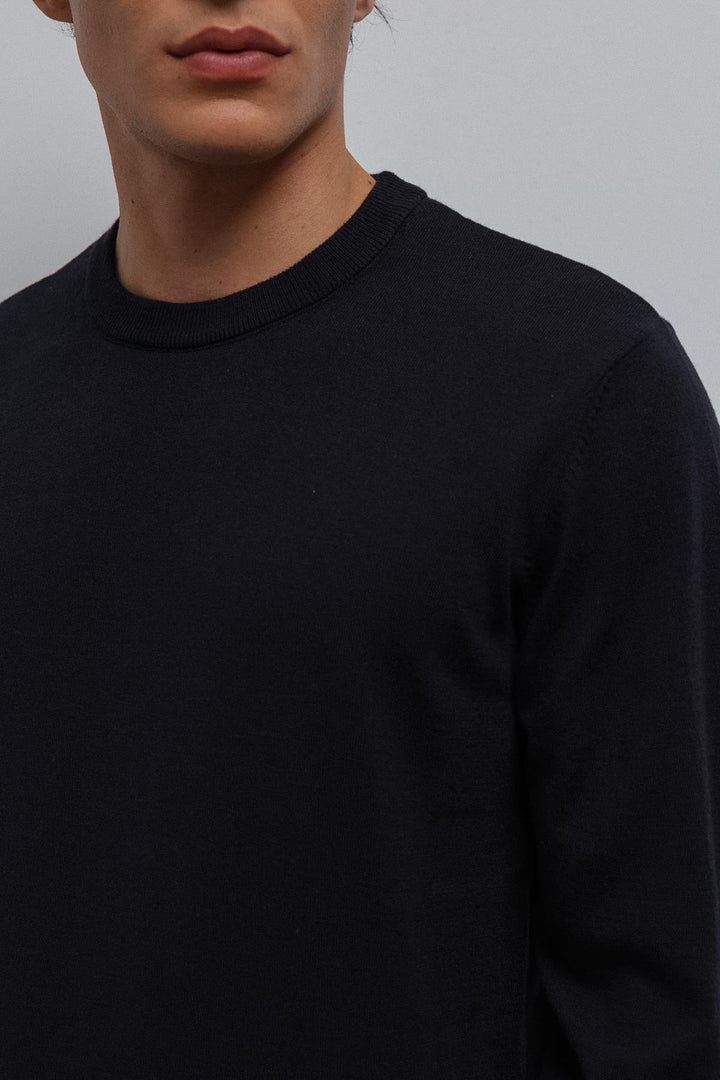 ANT Antioch Navy Soft Textured Basic Men's Sweater - Rho