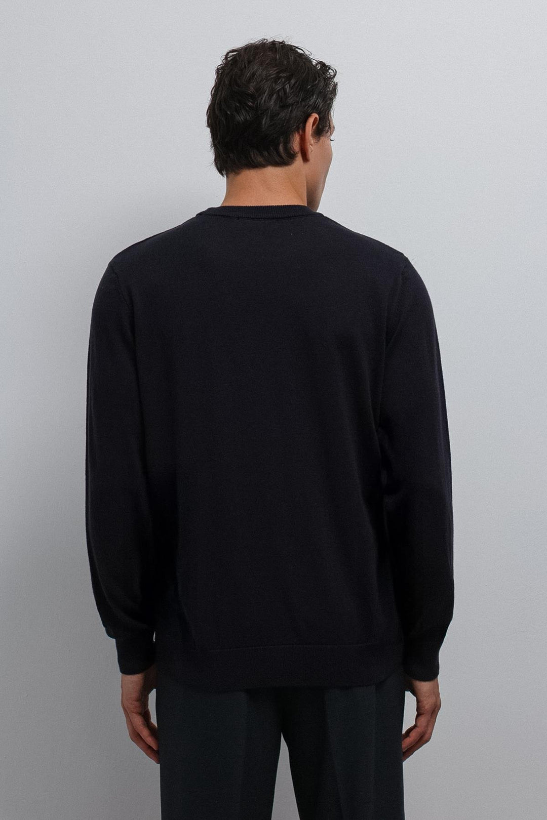 ANT Antioch Navy Soft Textured Basic Men's Sweater - Rho