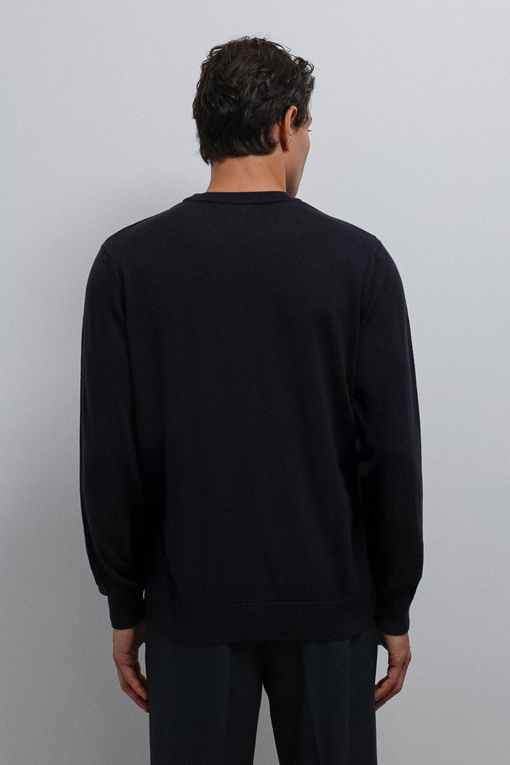 ANT Antioch Navy Soft Textured Basic Men's Sweater - Rho
