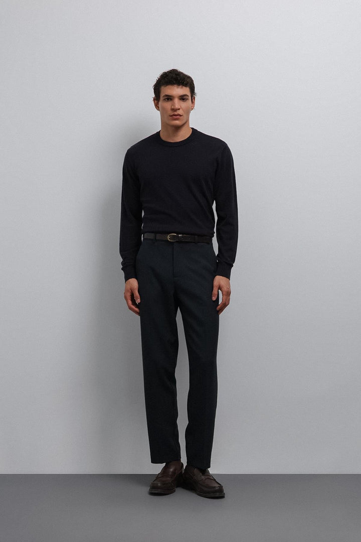 ANT Antioch Navy Soft Textured Basic Men's Sweater - Rho