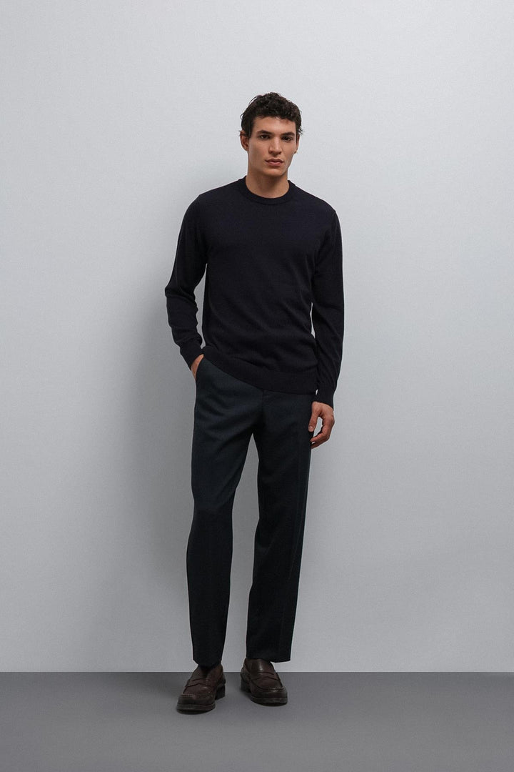 ANT Antioch Navy Soft Textured Basic Men's Sweater - Rho