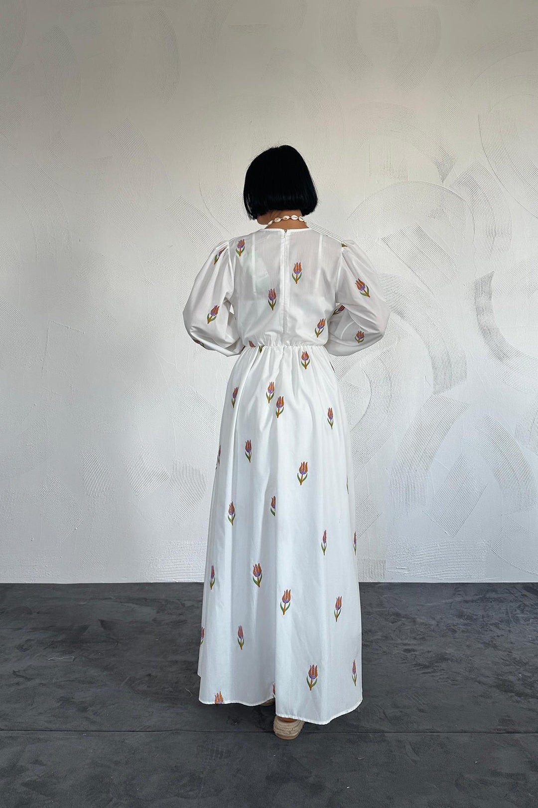 ELS Tulip Pattern Embroidered Dress - Orange - Brooklyn Park