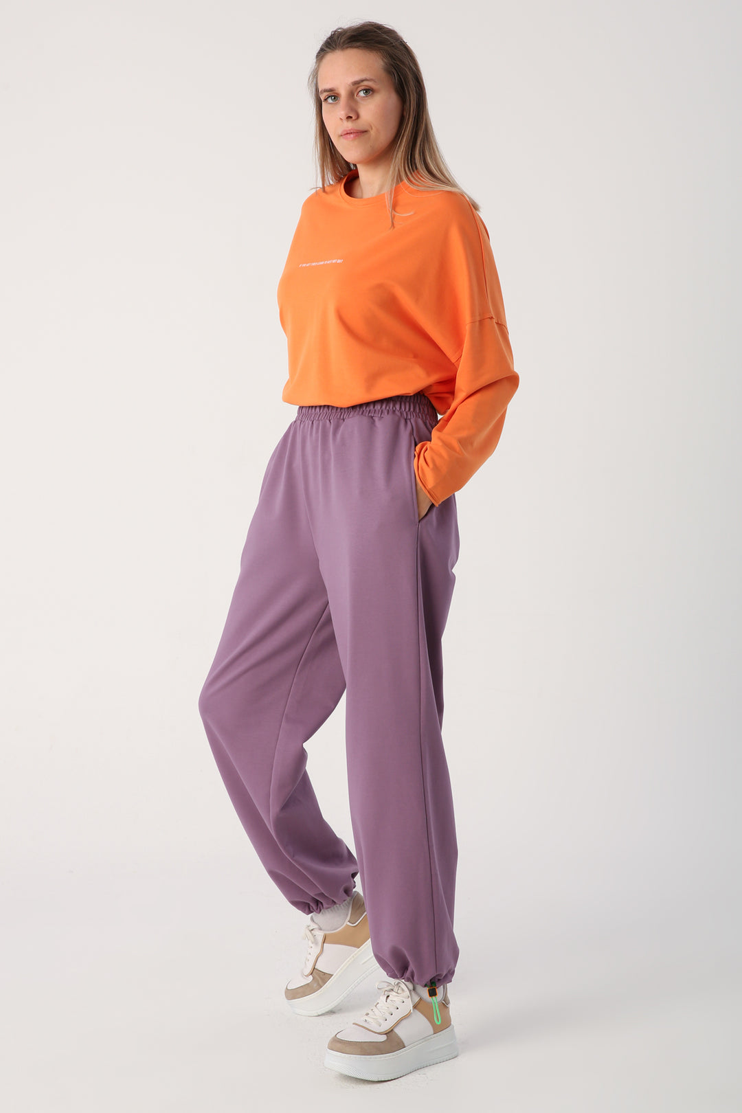 TLD Women Allday Dark Lilac Detailed Sweatpants - Kifisiá