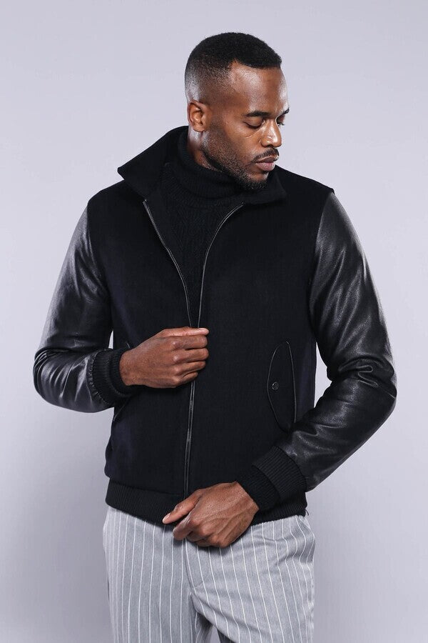 WSS Leather Sleeve Black Cachet Coat  - Lake Elsinore