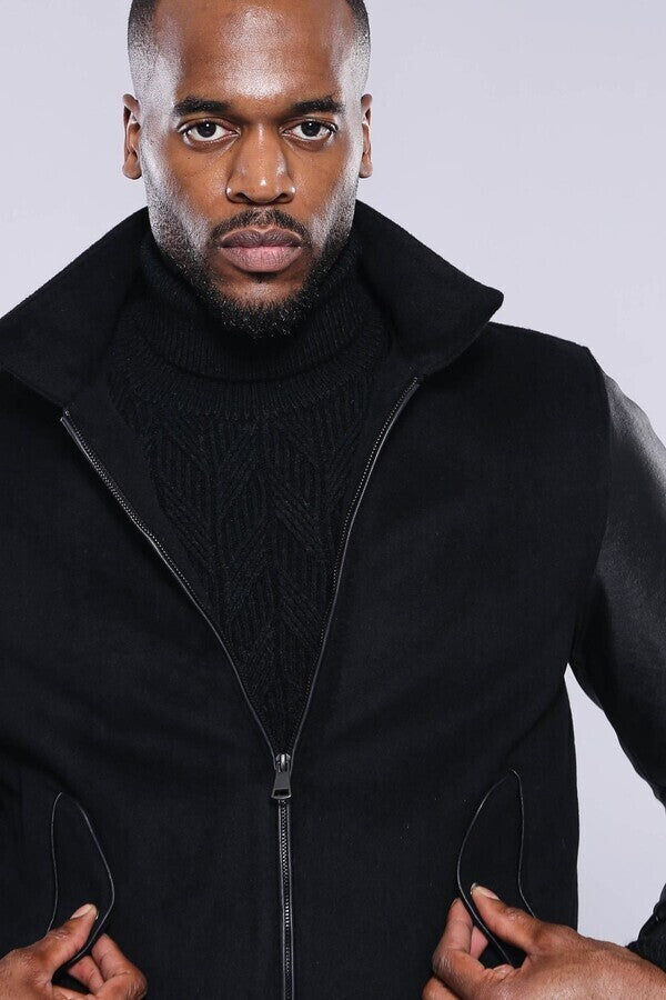 WSS Leather Sleeve Black Cachet Coat  - Lake Elsinore