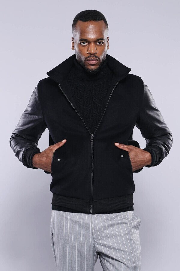 WSS Leather Sleeve Black Cachet Coat  - Lake Elsinore