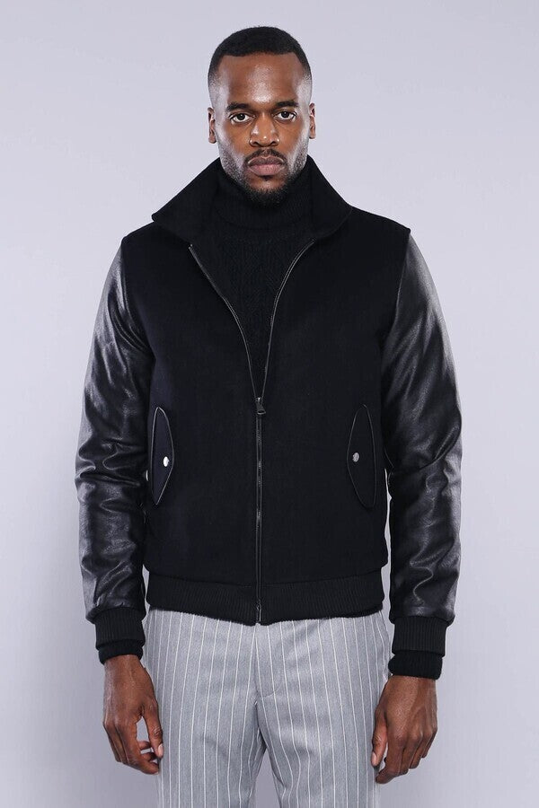 WSS Leather Sleeve Black Cachet Coat  - Lake Elsinore