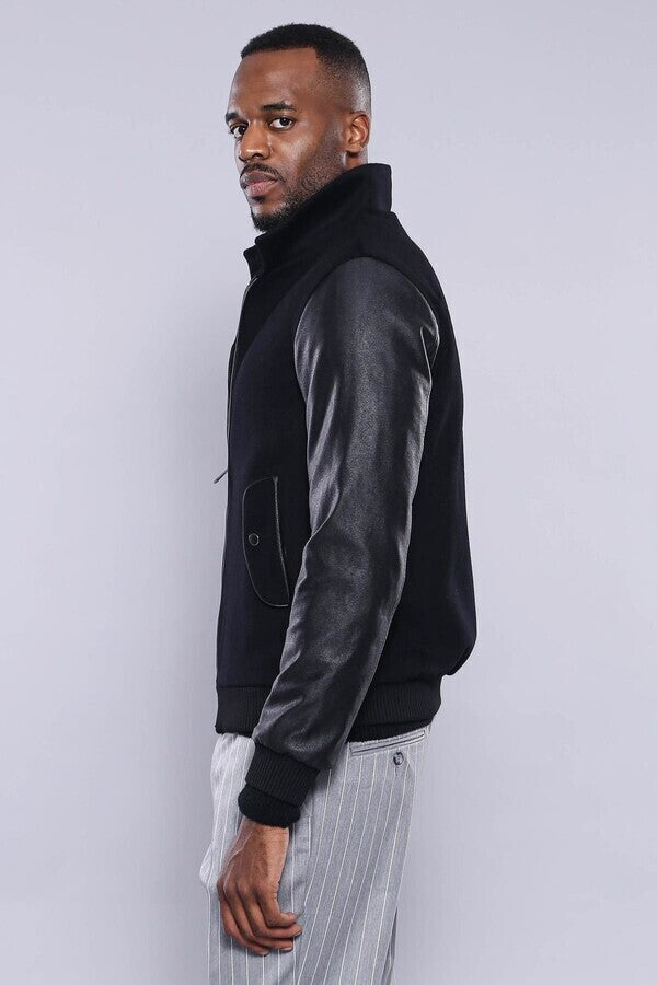 WSS Leather Sleeve Black Cachet Coat  - Lake Elsinore