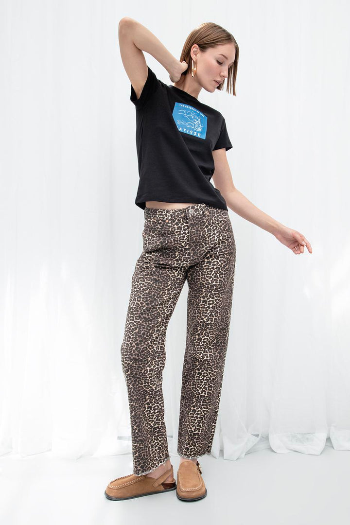 BSL Women Leopard Patterned Trousers - Richland